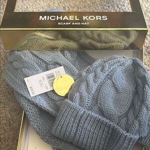Michael Kors Blue Cable Knit Hat